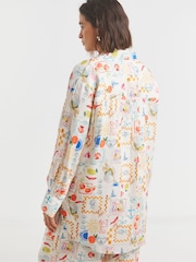 Simply Be Natural Conversational Print Linen Shirt - Image 5 of 6