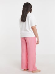 Simply Be Pink Stripe Print Pyjamas Set - Image 3 of 4