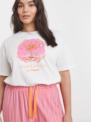 Simply Be Pink Stripe Print Pyjamas Set - Image 4 of 4