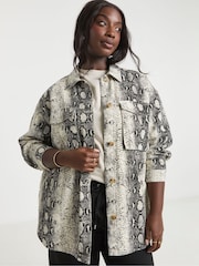 Simply Be Animal Snake Print Utility 100% Cotton Shacket - Image 1 of 4