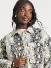 Simply Be Animal Snake Print Utility 100% Cotton Shacket - Image 3 of 4