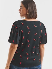 Simply Be Black 100% Cotton Chillie Embroidered Top - Image 2 of 4