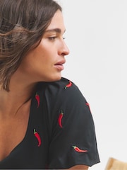 Simply Be Black 100% Cotton Chillie Embroidered Top - Image 3 of 4