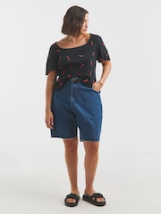 Simply Be Black 100% Cotton Chillie Embroidered Top - Image 4 of 4