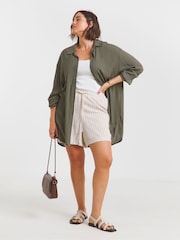 Simply Be Green Oversized Crinkle Shirt - Image 1 of 4