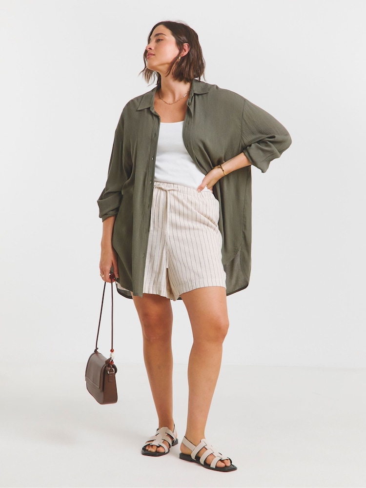 Simply Be Green Oversized Crinkle Shirt - Image 1 of 4