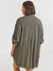 Simply Be Green Oversized Crinkle Shirt - Image 2 of 4