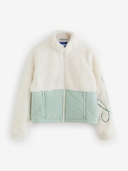 HUGO White Fulver Colourblock Borg Full Zip Fleece - Image 1 of 1