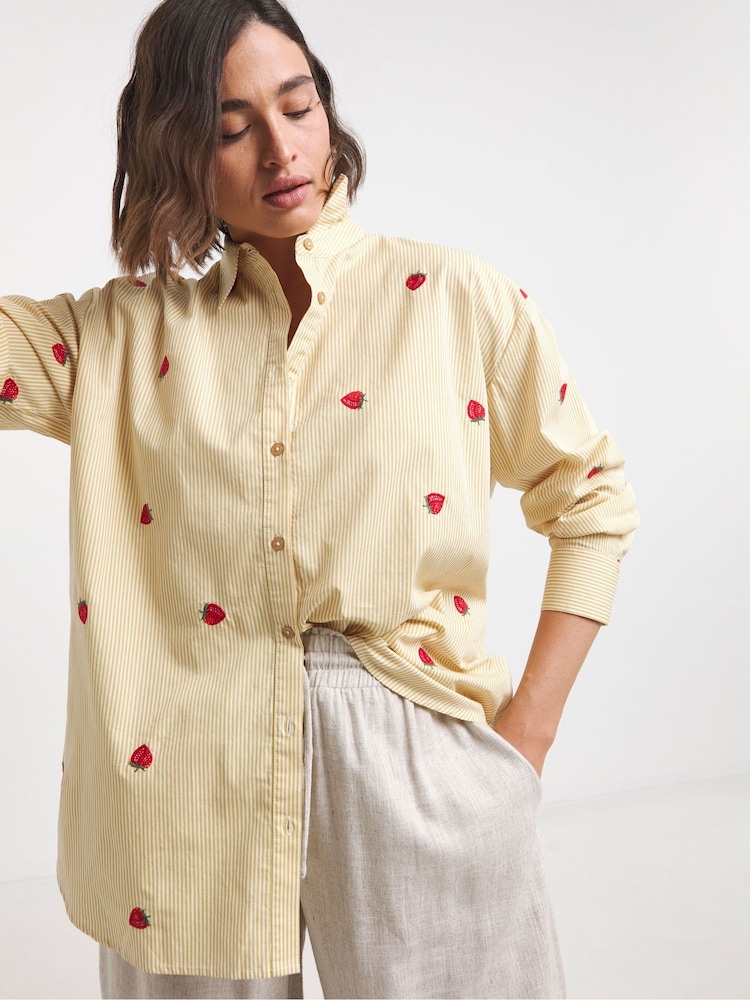 Simply Be Strawberry Embroidered Stripe Shirt - Bild 1 von 4