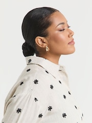 Simply Be White Embroidered Linen Shirt - Image 3 of 5
