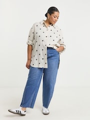 Simply Be White Embroidered Linen Shirt - Image 4 of 5