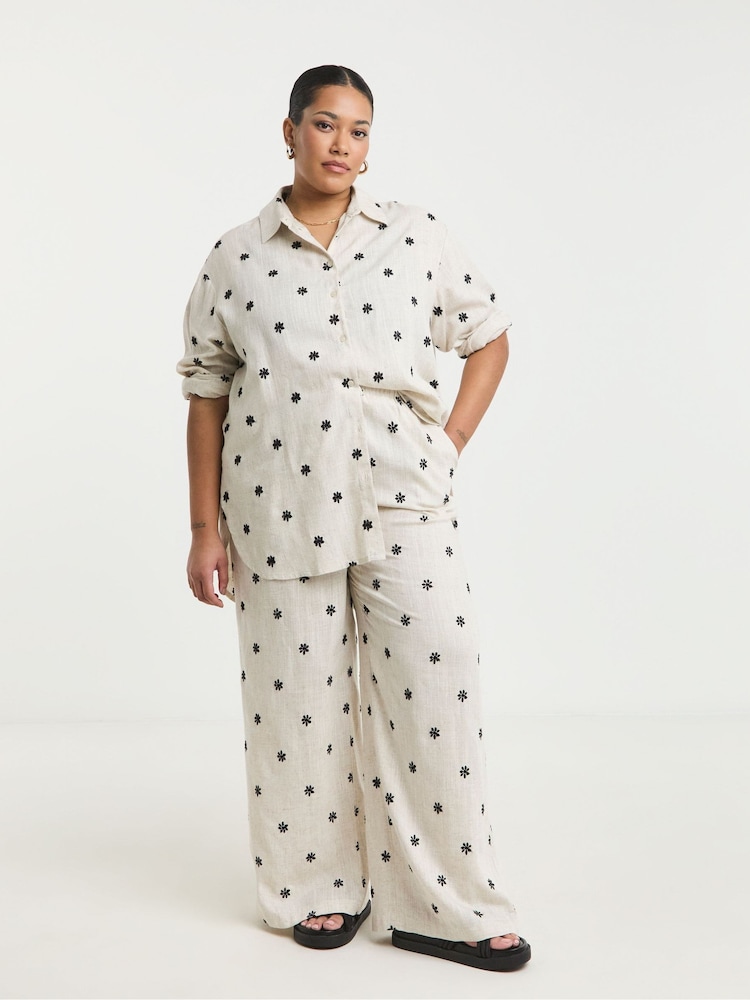 Simply Be White Embroidered Linen Shirt - Image 5 of 5 Simply Be White Embroidered Linen Shirt - Image 5 of 5