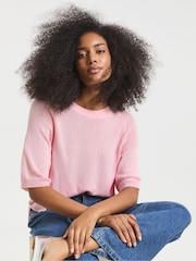 Simply Be Pink Half Sleeve Knitted Jumper - Image 1 of 4