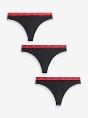 HUGO Black Logo Waistband Thongs 3 Pack - Image 1 of 4
