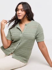Simply Be Pointelle Short Sleeve Cardigan - Slika 1 iz 4