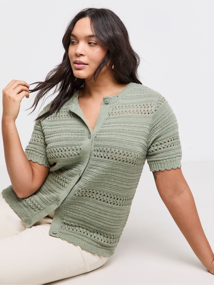 Simply Be Pointelle Short Sleeve Cardigan - Slika 1 iz 4