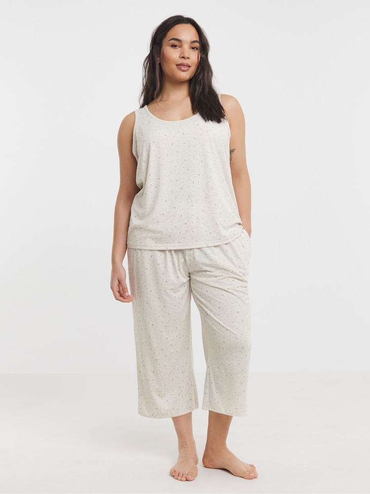 Simply Be Celestial Print Lightweight Culotte Pyjama Set - Image 1 of 4 Simply Be Celestial Print Lightweight Culotte Pyjama Set - Image 1 of 4
