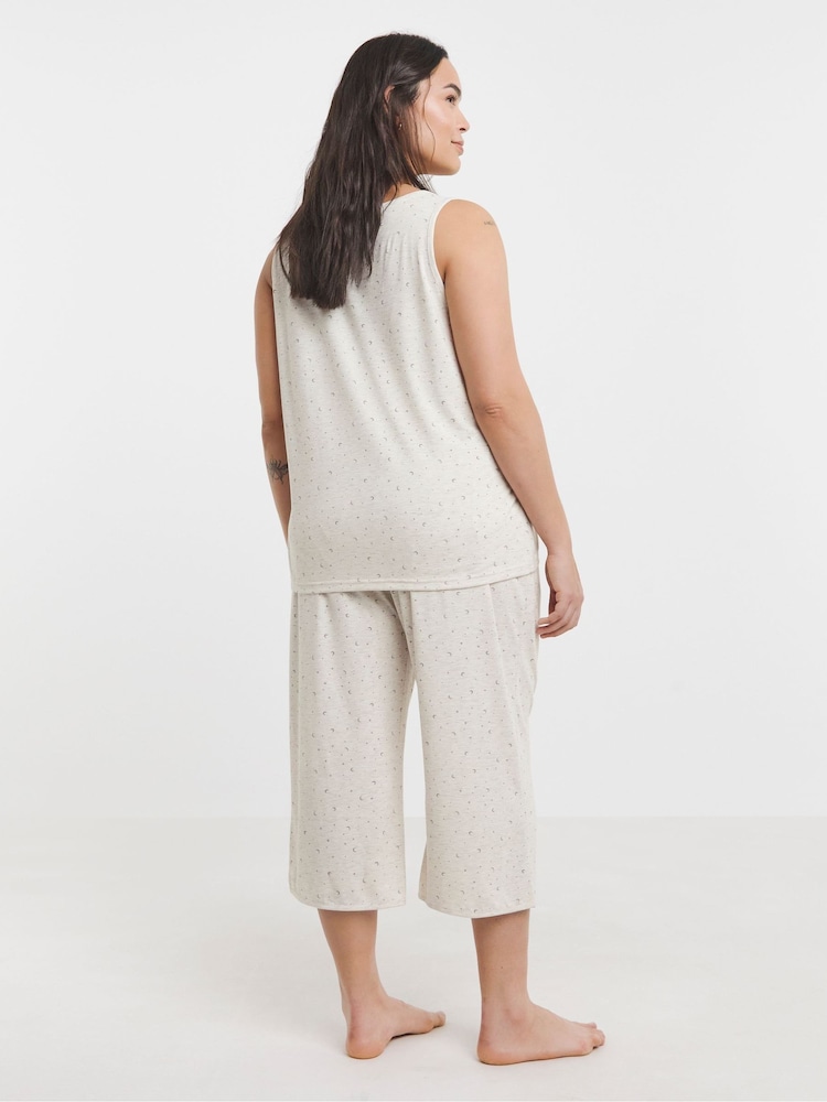 Simply Be Celestial Print Lightweight Culotte Pyjama Set - Image 2 of 4 Simply Be Celestial Print Lightweight Culotte Pyjama Set - Image 2 of 4