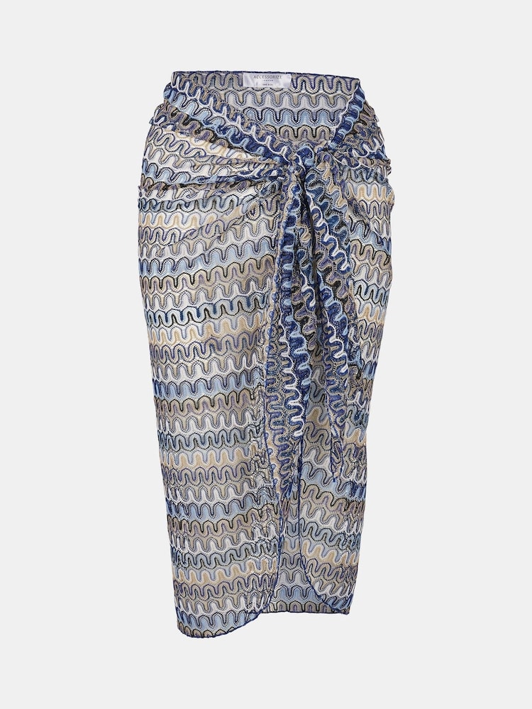 Accessorize Blue Sheer Zig-Zig Stitch Coverups - Image 4 of 4 Accessorize Blue Sheer Zig-Zig Stitch Coverups - Image 4 of 4