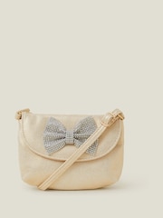 Angels By Accessorize Gold Girls Diamante Bow Bag - Image 1 of 2