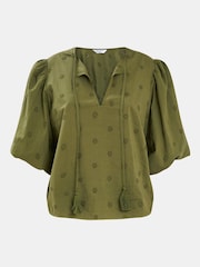 Accessorize Green Puff Sleeve 100% Cotton Blouse - Image 4 of 4