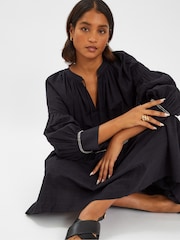 Accessorize Black Long-Sleeve Tiered Maxi 100% Cotton Dress - Image 3 of 4