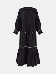 Accessorize Black Long-Sleeve Tiered Maxi 100% Cotton Dress - Image 4 of 4