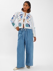 Accessorize White Embroidered Tie Front Jacket - Image 1 of 4