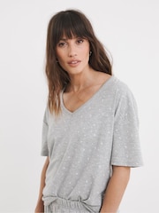 Simply Be Grey Lounge Fold Top Shorts Set - Image 3 of 4