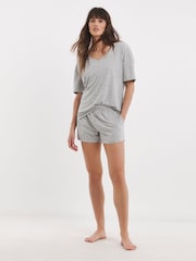 Simply Be Grey Lounge Fold Top Shorts Set - Image 4 of 4