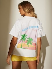 South Beach White Oversized Palm Springs Printed Graphic T-Shirt - Image 5 of 7