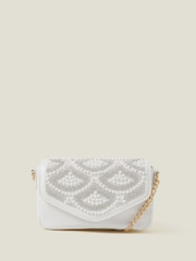Angels By Accessorize White Girls Pearl Fan Mini Bag - Image 1 of 2