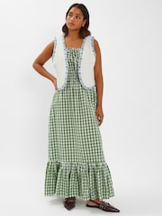 Accessorize Natural Floral Print Embroidered Quilted 100% Cotton Waistcoat - Image 1 of 4