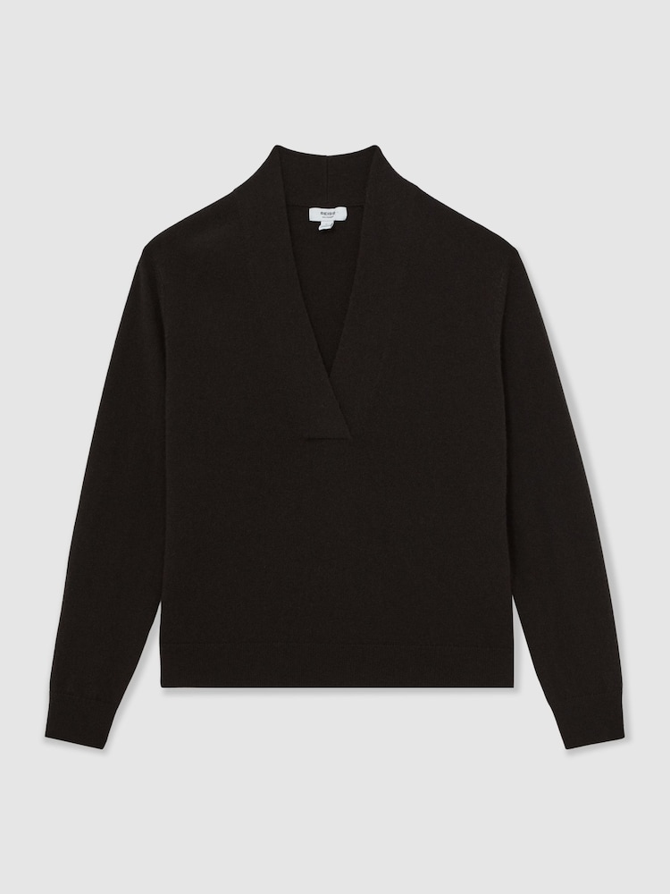 بني - Reiss Mia Cashmere V-Neck Jumper - صورة 2 من 6 بني - Reiss Mia Cashmere V-Neck Jumper - صورة 2 من 6