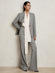 Reiss Grey Brooklyn Petite Single-Breasted Check Suit Blazer - Image 1 of 8