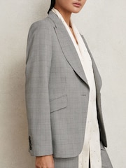 Reiss Grey Brooklyn Petite Single-Breasted Check Suit Blazer - Image 4 of 8