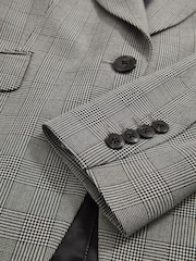 Reiss Grey Brooklyn Petite Single-Breasted Check Suit Blazer - Image 7 of 8