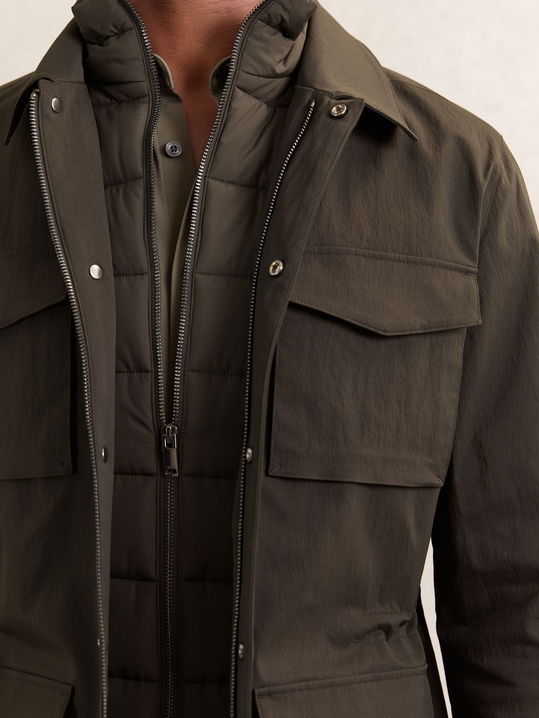 Buy Reiss Green Bryson Removable-Gilet Safari Jacket from Next USA