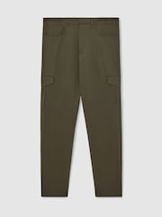 Reiss Olive Green Rogan Cotton Tapered Cargo Trousers With Stretch - Image 2 of 5