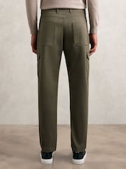 Reiss Olive Green Rogan Cotton Tapered Cargo Trousers With Stretch - Image 4 of 5