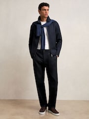 Reiss Navy Preach Lyocell Cotton Wide Utility Trousers - Image 1 of 6