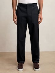 Reiss Navy Preach Lyocell Cotton Wide Utility Trousers - Image 3 of 6