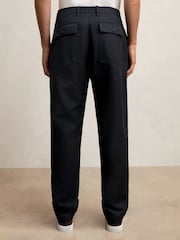 Reiss Navy Preach Lyocell Cotton Wide Utility Trousers - Image 5 of 6