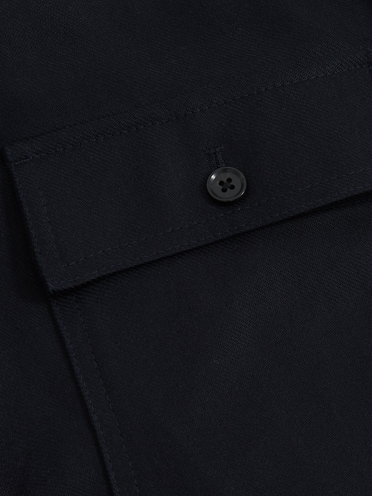 Reiss Navy Preach Lyocell Cotton Wide Utility Trousers - Image 6 of 6