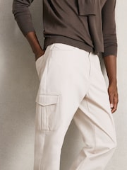 Reiss Stone Rogan Cotton Tapered Cargo Trousers With Stretch - Image 1 of 7