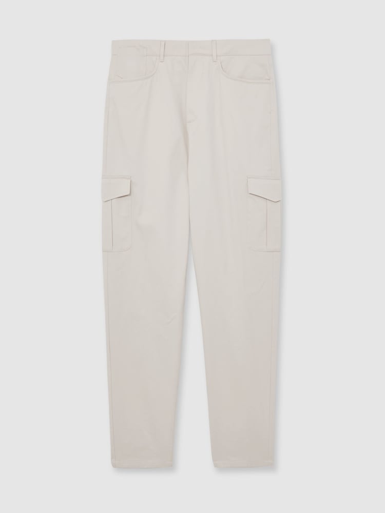 Reiss Stone Rogan Cotton Tapered Cargo Trousers With Stretch - Image 2 of 7