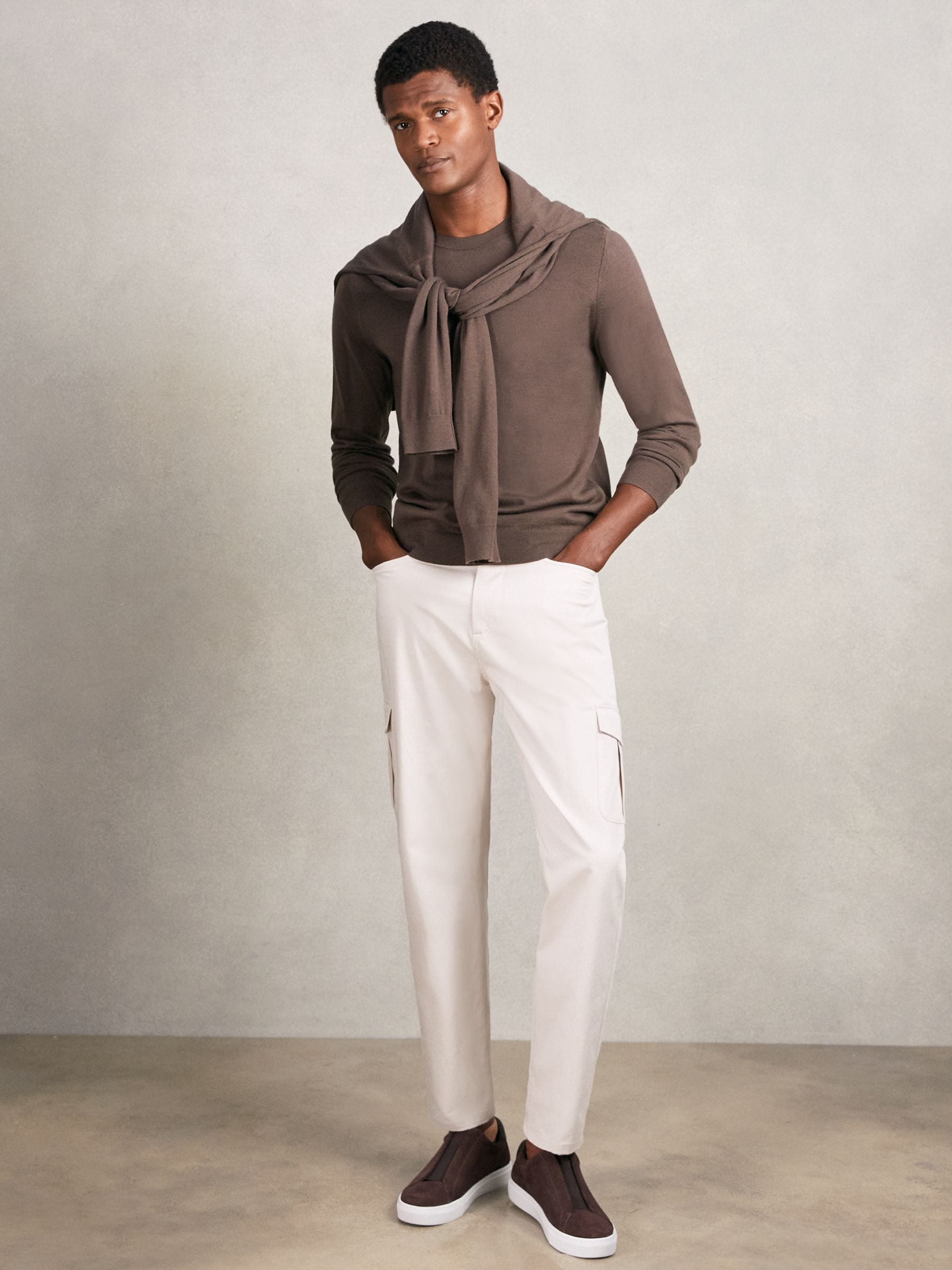 Buy Reiss Stone Rogan Cotton Tapered Cargo Trousers With Stretch