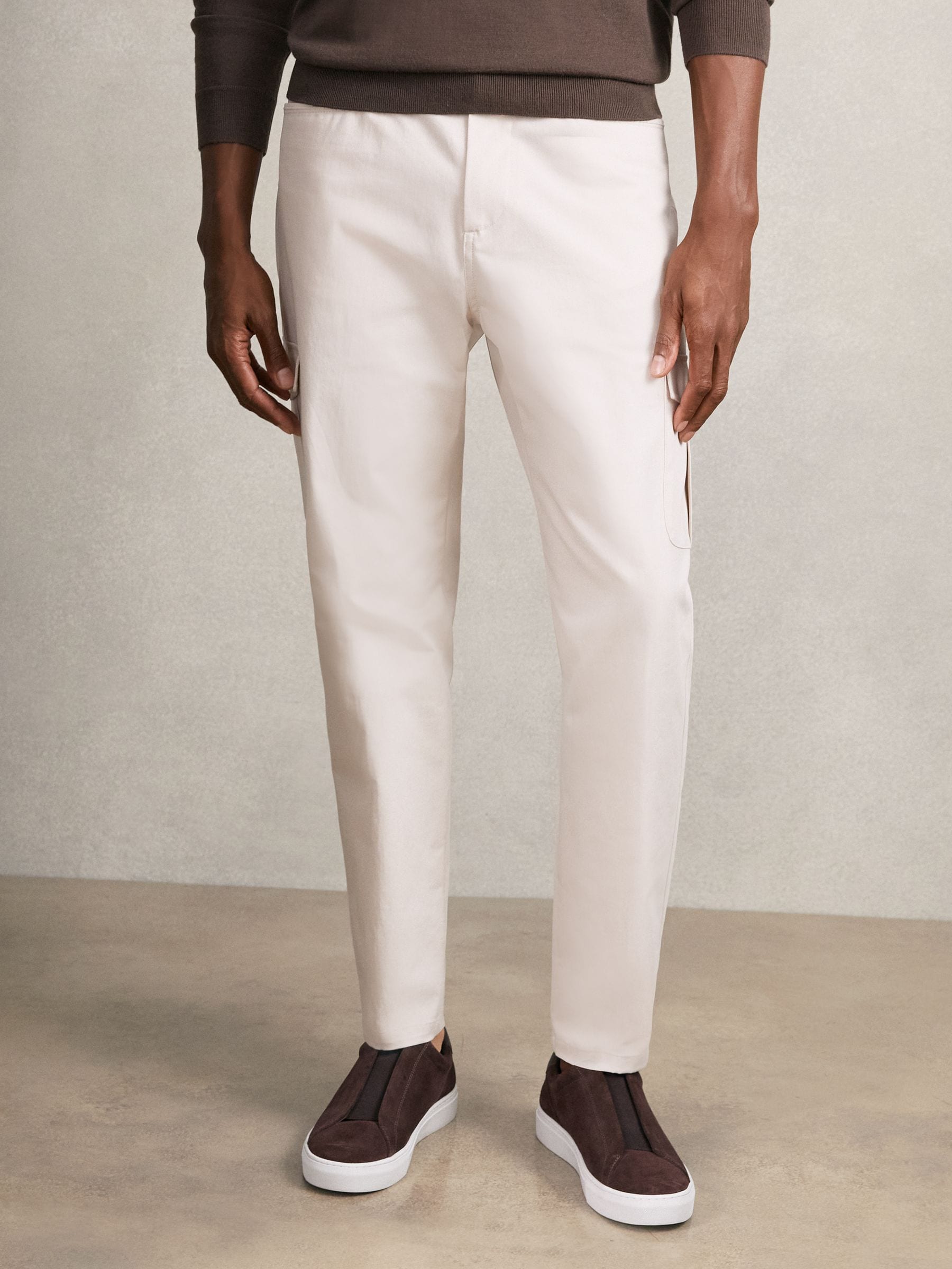 Buy Reiss Stone Rogan Cotton Tapered Cargo Trousers With Stretch