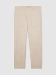 Reiss Ecru Preach Lyocell Cotton Wide Utility Trousers - Image 2 of 9