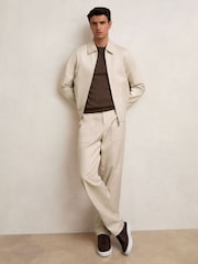 Reiss Ecru Preach Lyocell Cotton Wide Utility Trousers - Image 3 of 9
